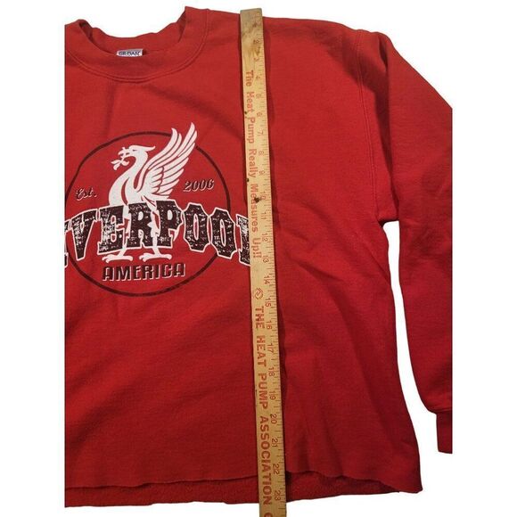 Liverpool Soccer Sweatshirt Women Sz L Reworked Big Graphic Red - Picture 3 of 6